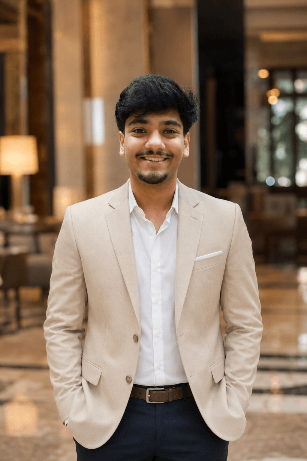 PhotoReady prompt preview for Premium Beige Blazer portrait for marriage or linkedin on photoready.kaamkardo.com