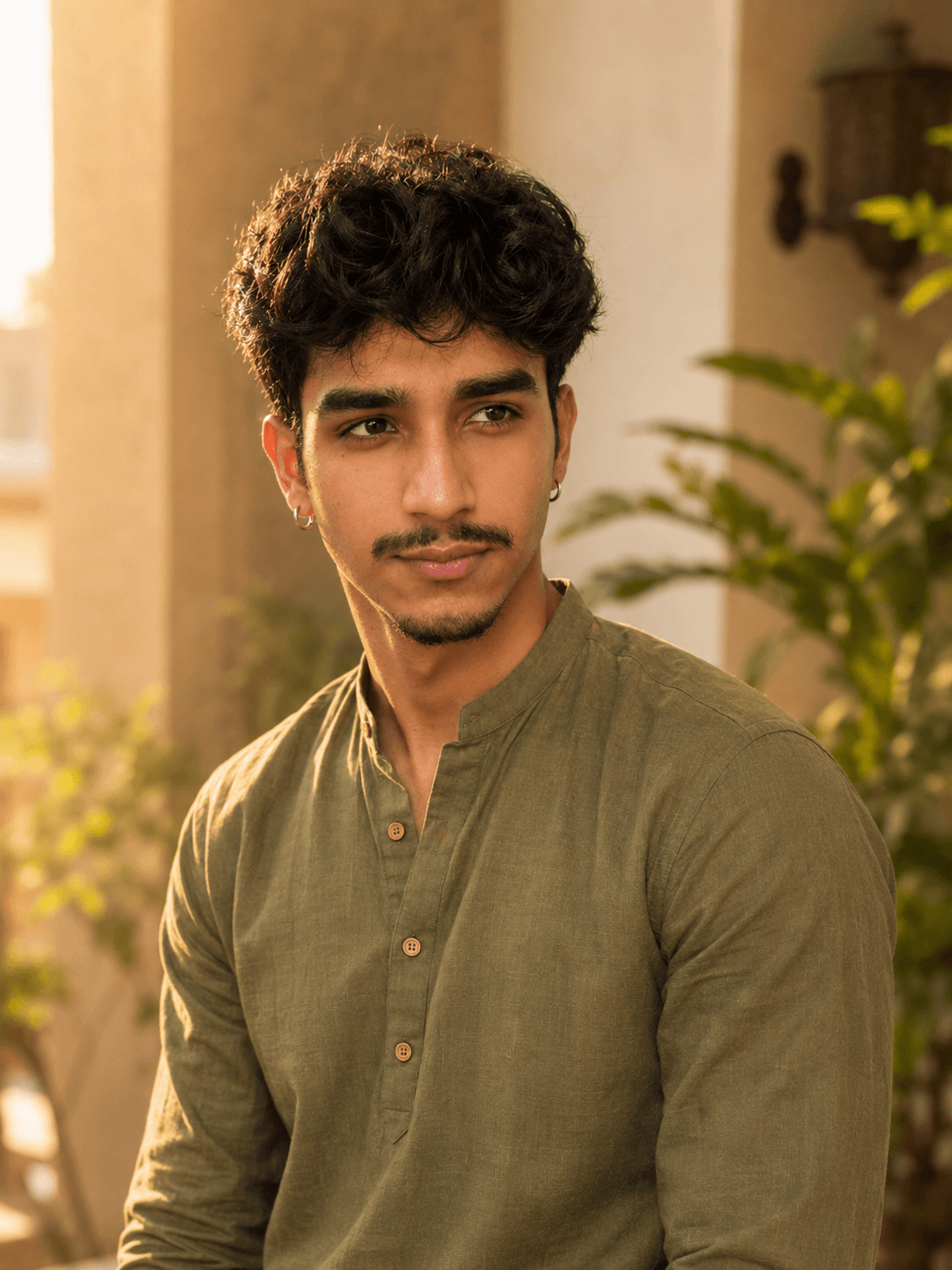 PhotoReady prompt preview for Olive Green Kurta Wedding Portrait on photoready.kaamkardo.com