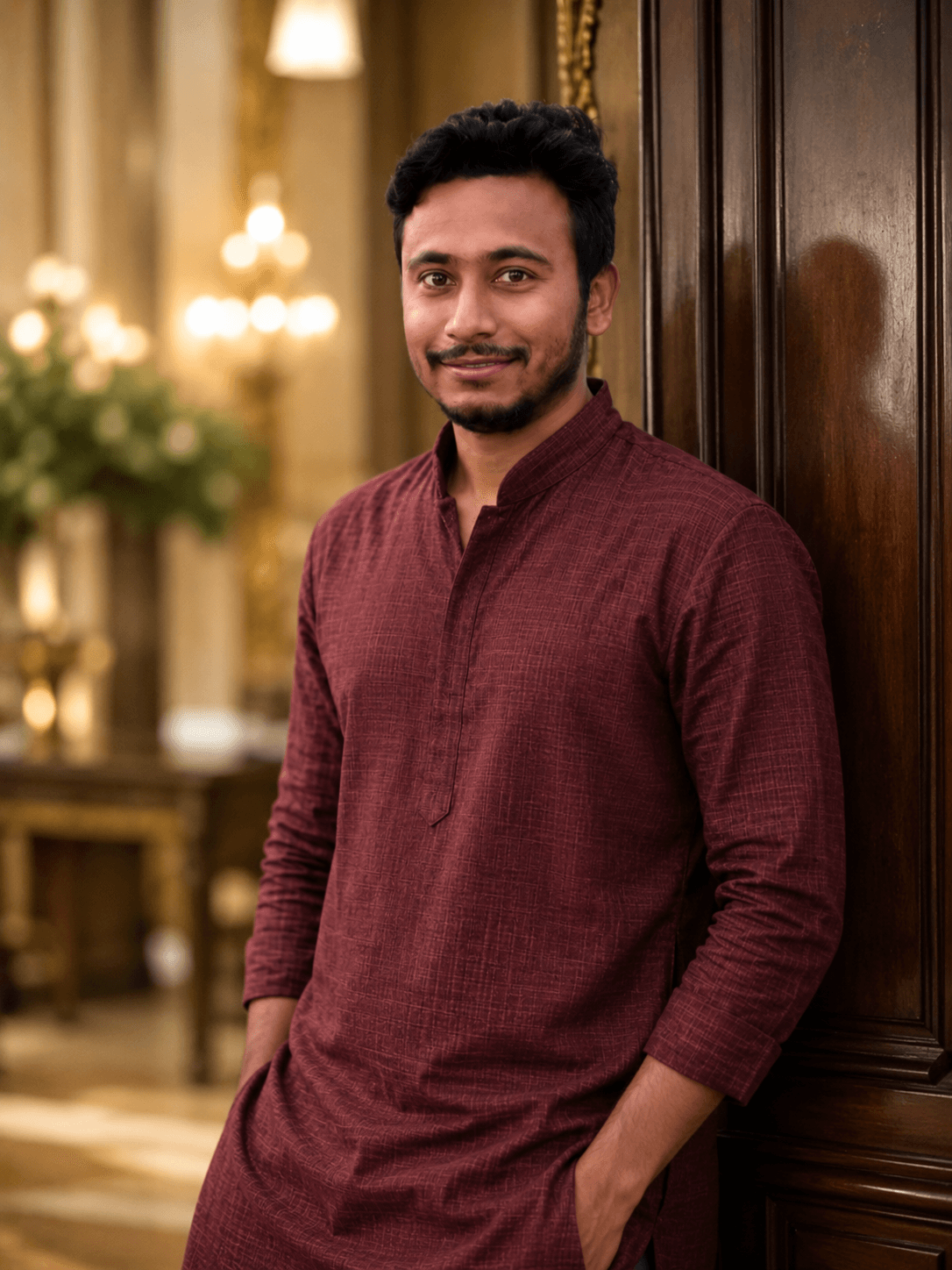PhotoReady prompt preview for Maroon Kurta portrait on photoready.kaamkardo.com