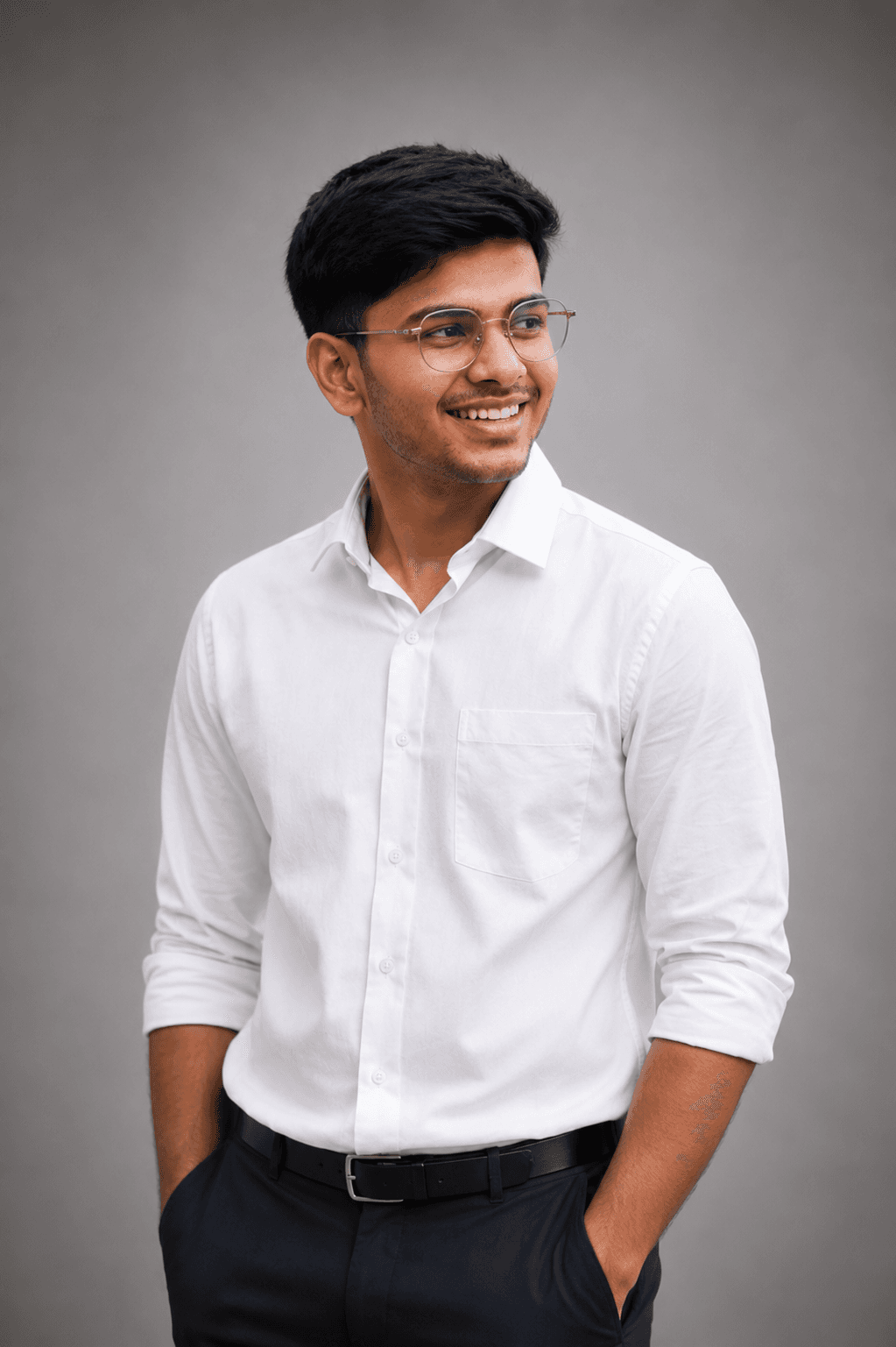 PhotoReady prompt preview for Light grey background with white shirt on photoready.kaamkardo.com