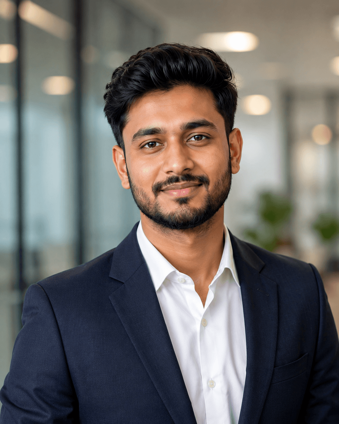 Professional AI LinkedIn headshot example for Professional Indian Corporate LinkedIn Headshot | Ultra-Realistic Studio Portrait, a PhotoReady profile photo style.