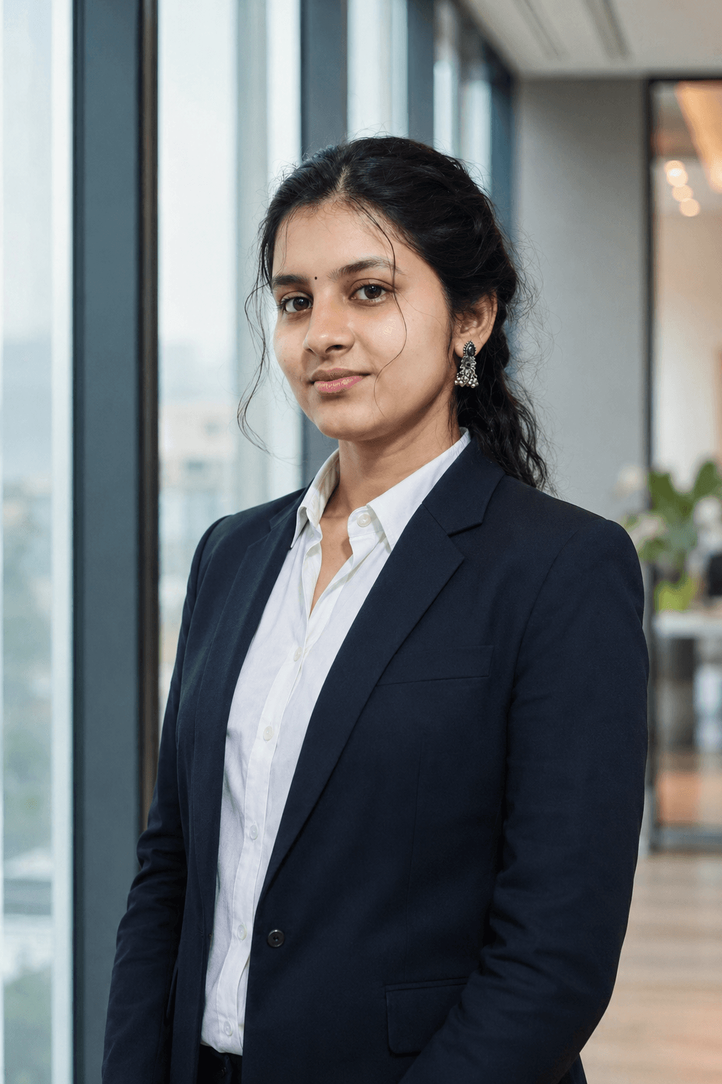 Professional LinkedIn headshot of a business professional in the Modern Office LinkedIn Portrait style, generated with PhotoReady AI.
