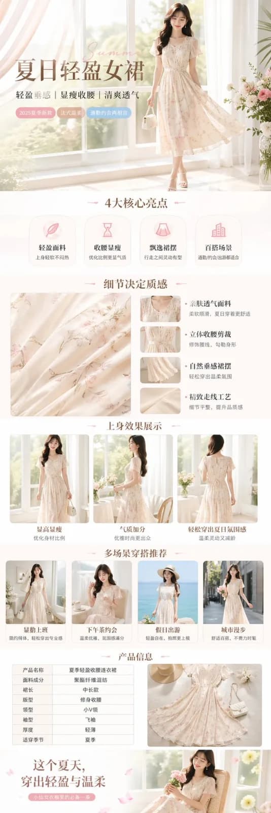 Summer Floral Sundress E-Commerce Lookbook AI photo prompt example on PhotoReady
