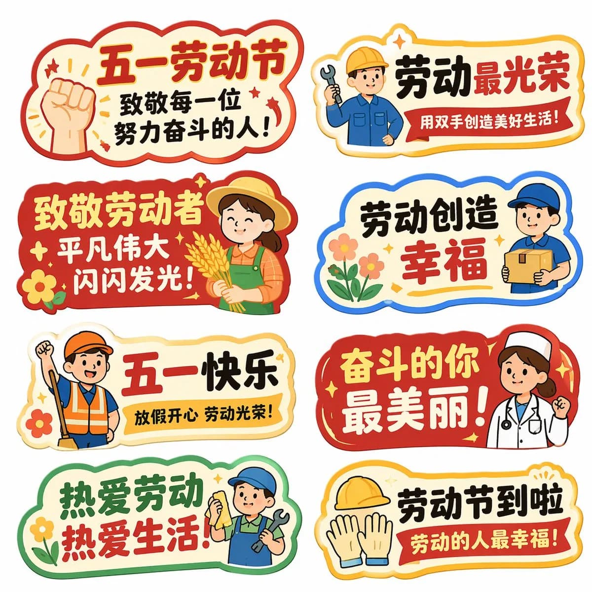 Labor Day Celebratory Handheld Sign Collection AI photo prompt example on PhotoReady