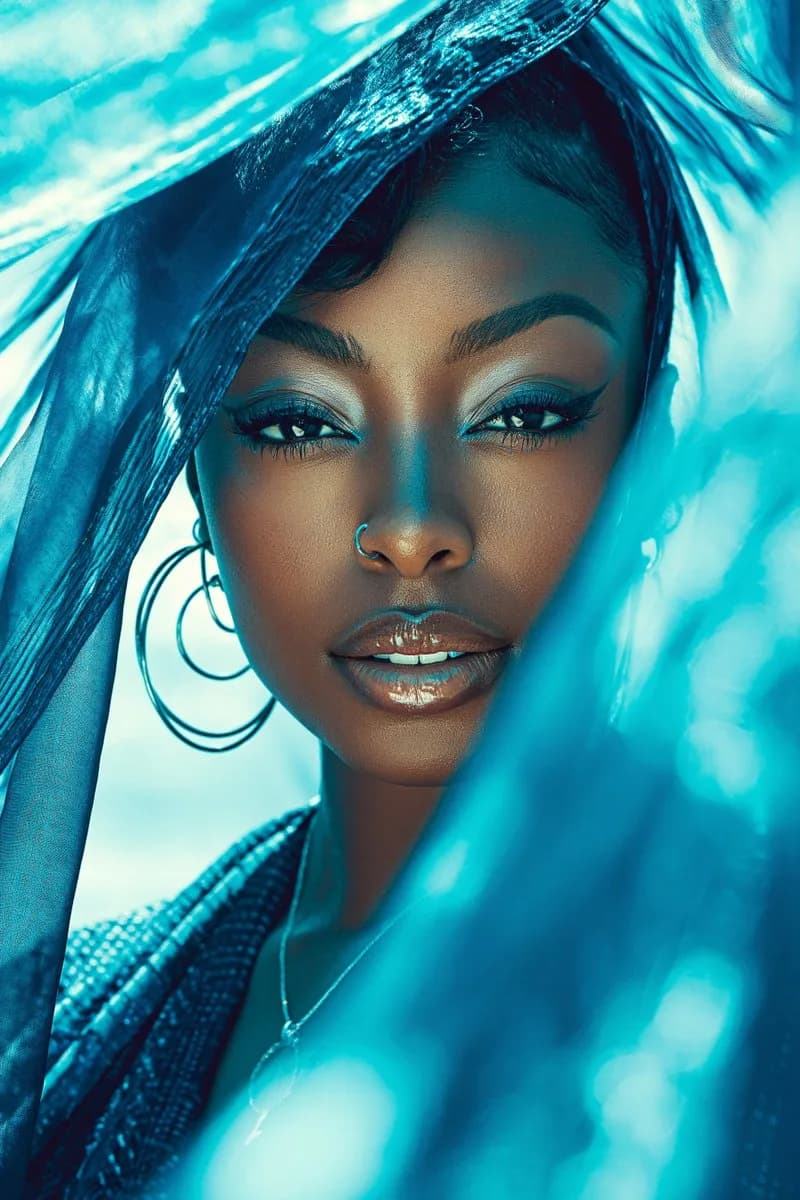 Luxury Seaside Glamour Fashion Portrait AI photo prompt example on PhotoReady