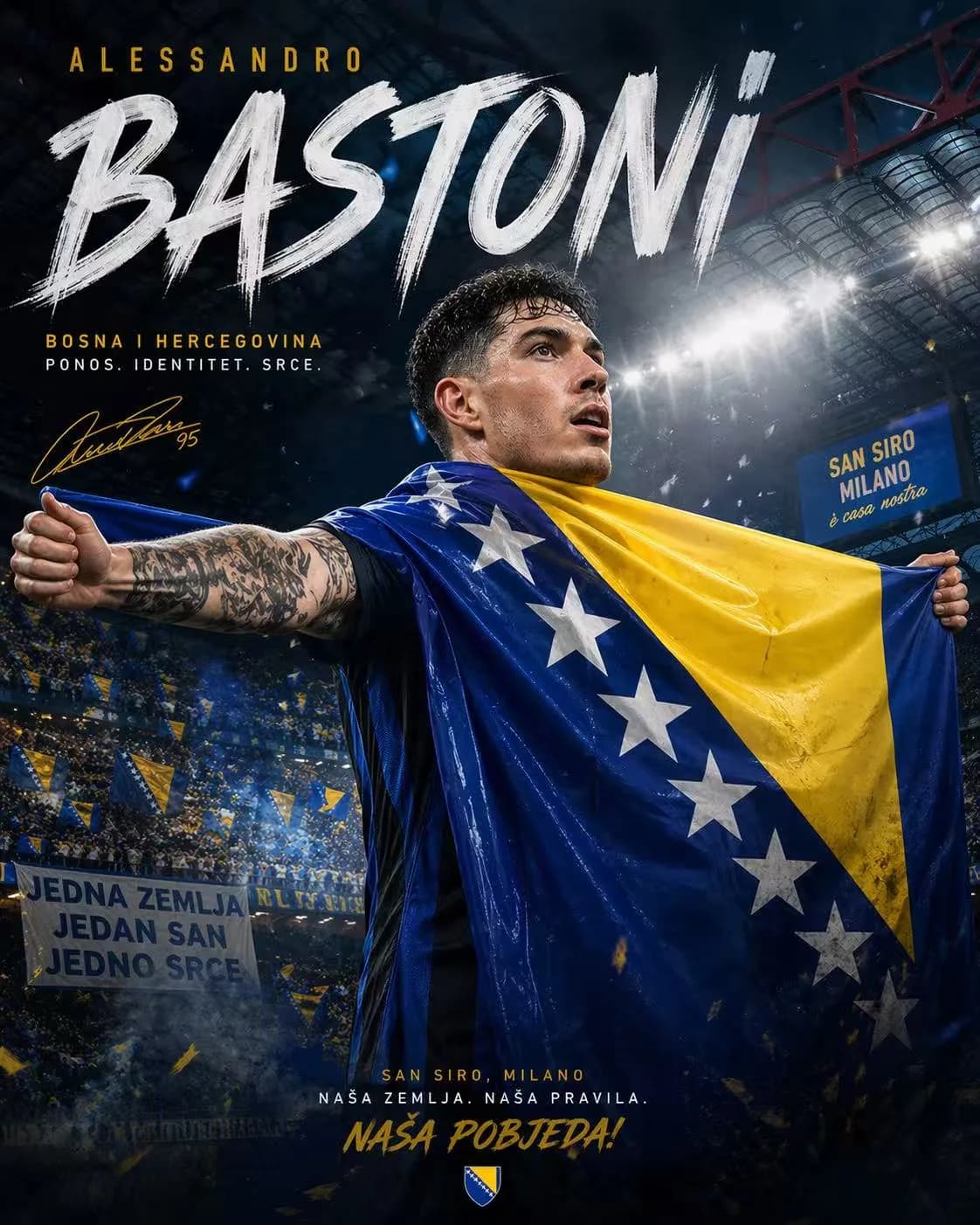 San Siro Champions League Victory Soccer Movie Poster AI photo prompt example on PhotoReady
