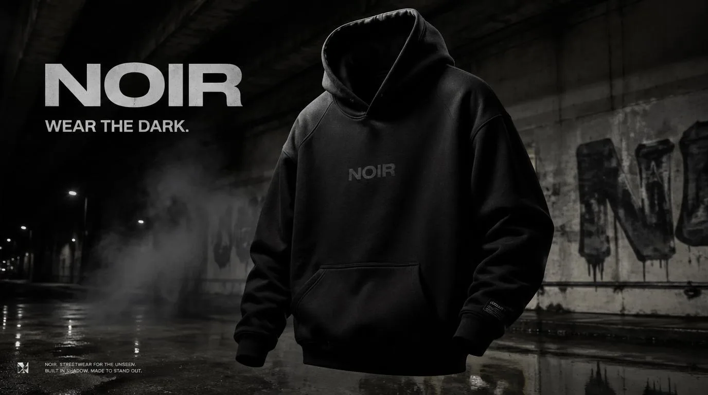 NOIR Streetwear Campaign Poster AI photo prompt example on PhotoReady