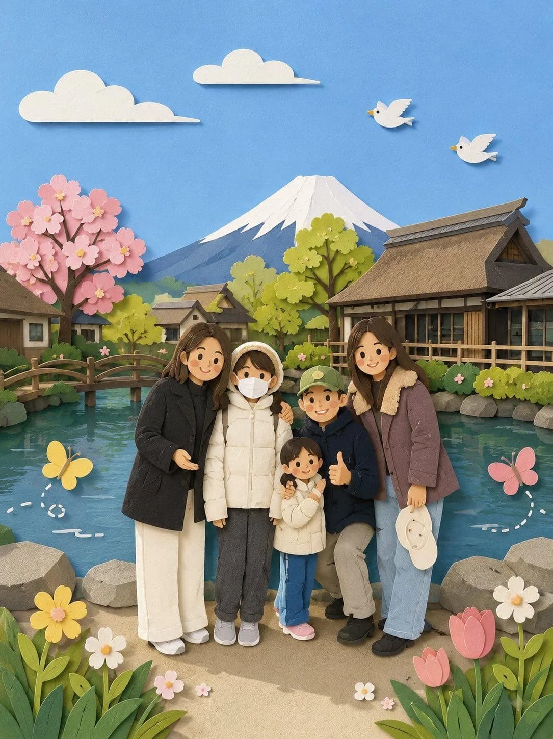 Cute Paper Craft Style Image Recreation AI photo prompt example on PhotoReady