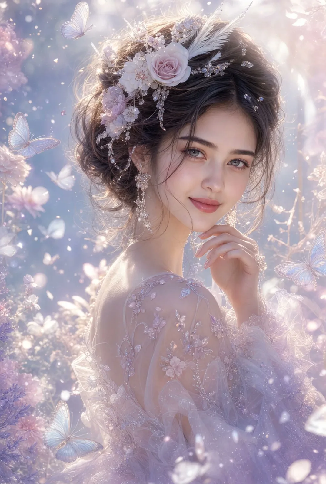 Ethereal Fantasy Portrait of a Young Woman AI photo prompt example on PhotoReady