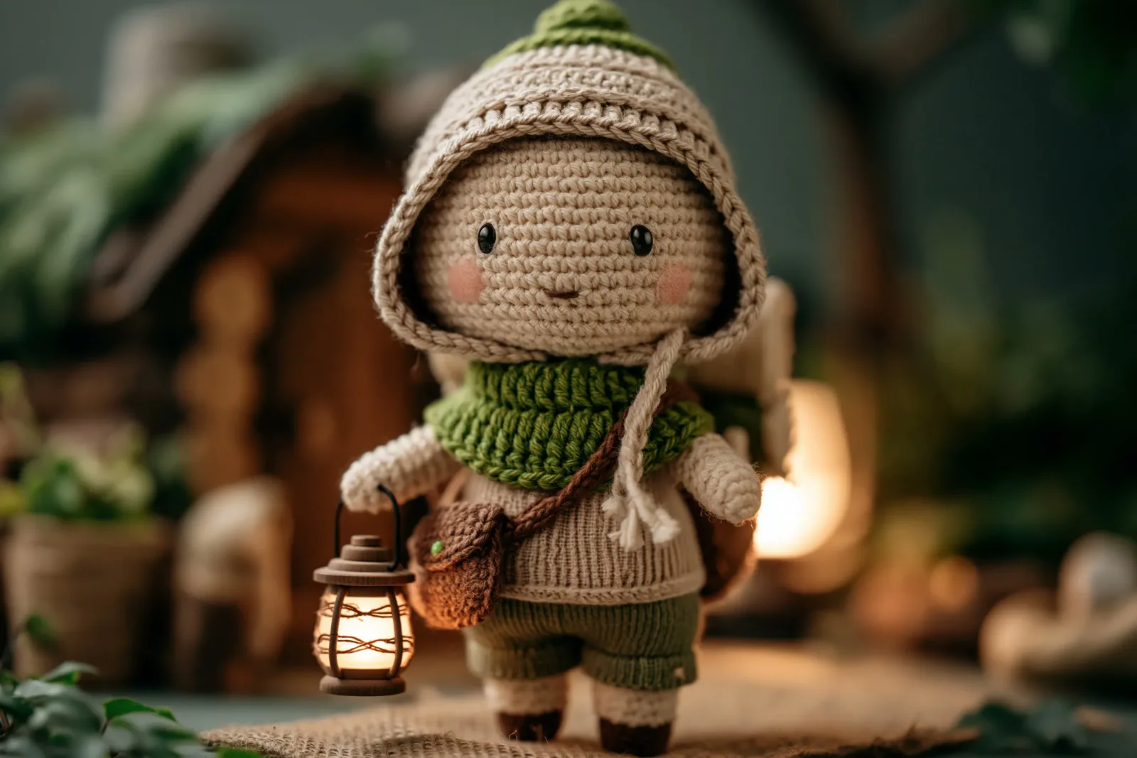 Handcrafted Crochet Doll in Warm Tones AI photo prompt example on PhotoReady