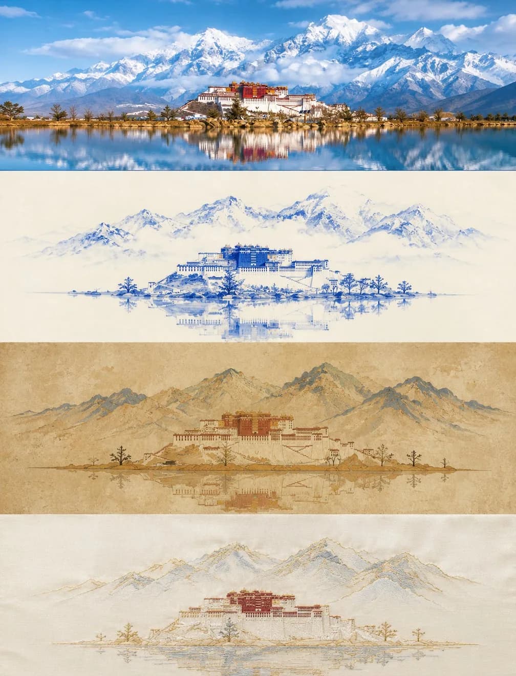 Dunhuang Embroidery Style Poster AI photo prompt example on PhotoReady