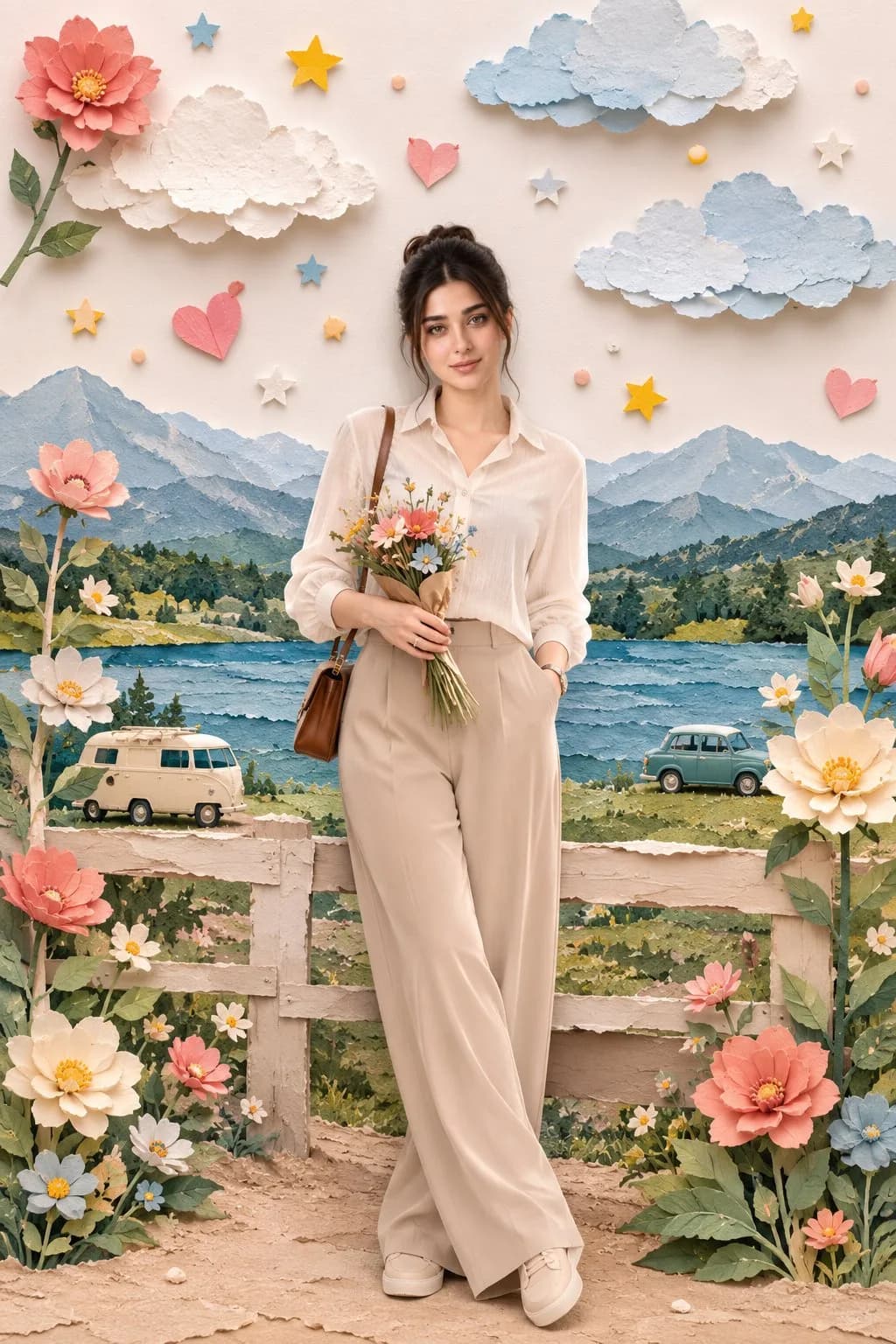 Whimsical Handcrafted Paper-Collage Diorama AI photo style example on PhotoReady