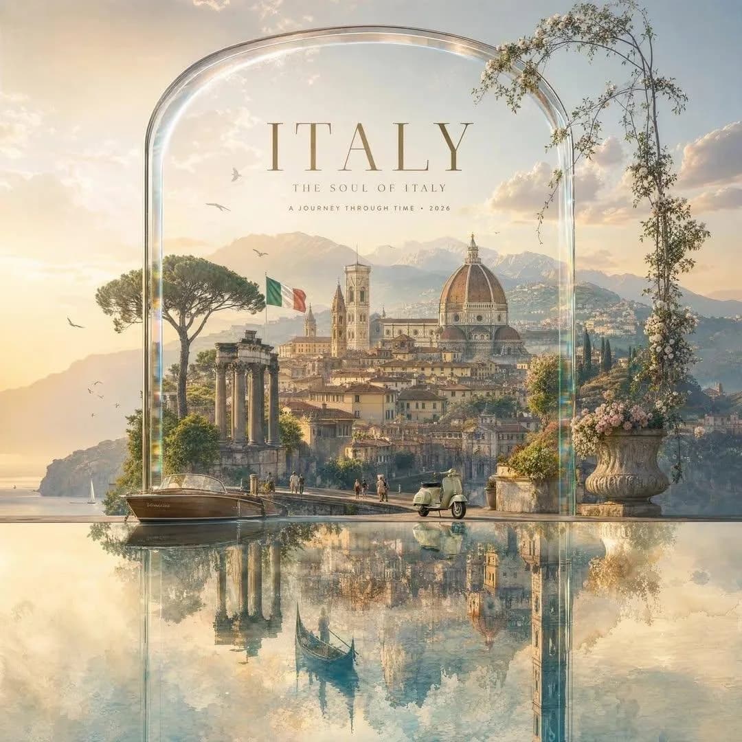 Crystal Frame Country Travel Advertisement Poster AI photo style example on PhotoReady