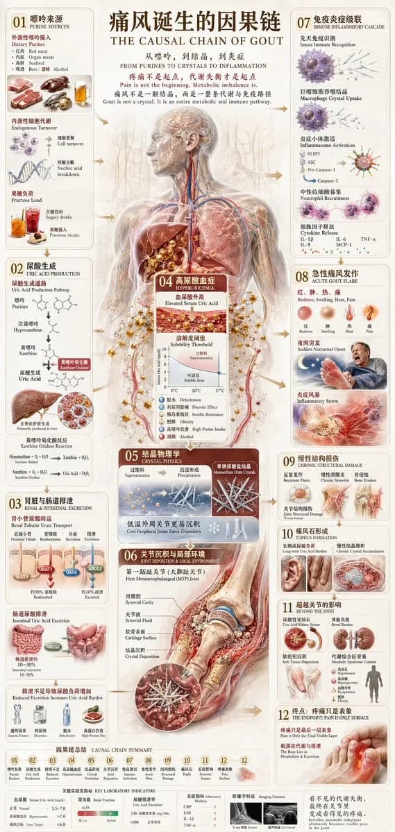 Background detail for Comprehensive Medical Gout Causal Chain Infographic