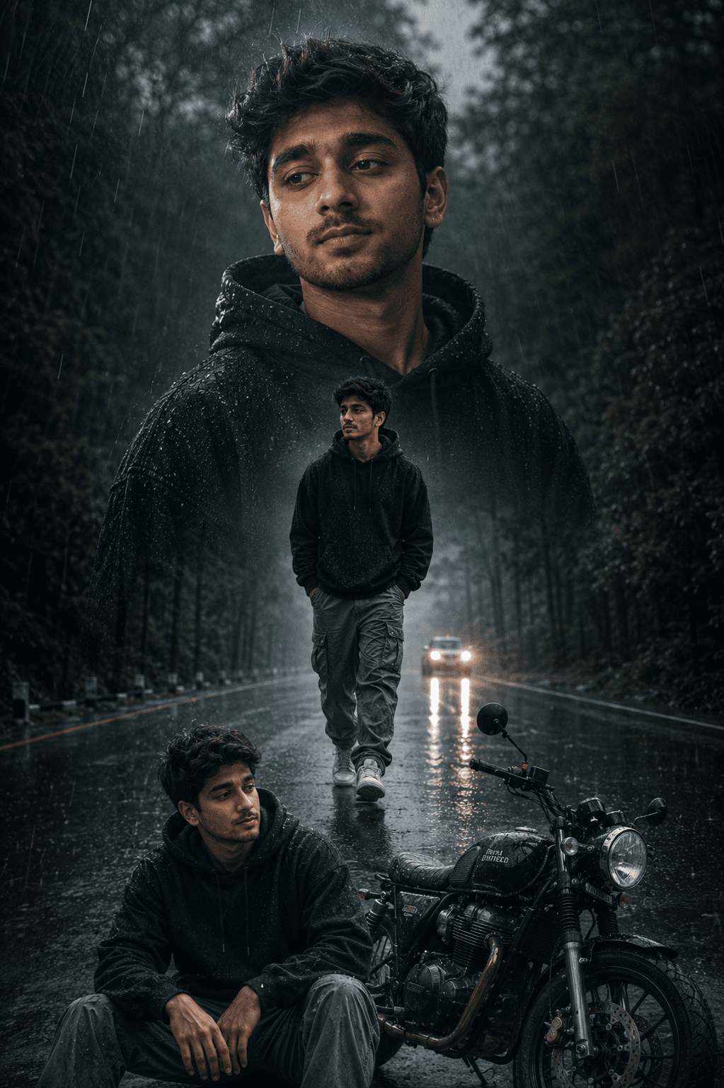 PhotoReady AI style preview for Rain Rider Moodboard on photoready.kaamkardo.com