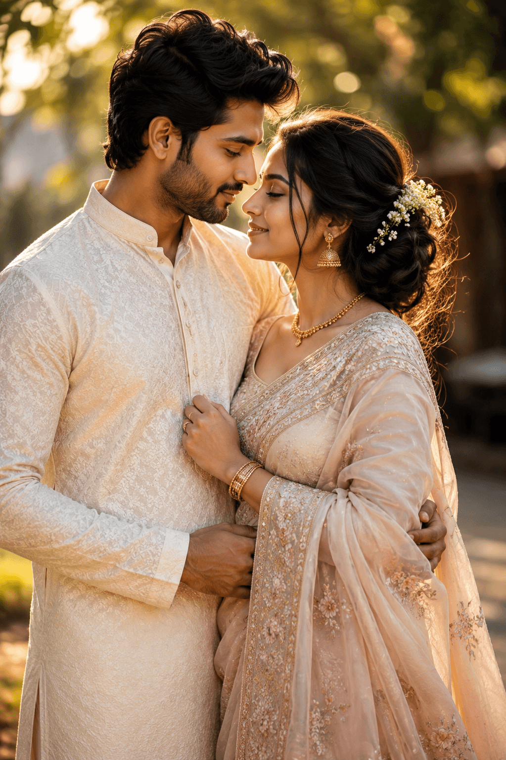 Romantic Golden Hour Couple Portrait AI photo style example on PhotoReady