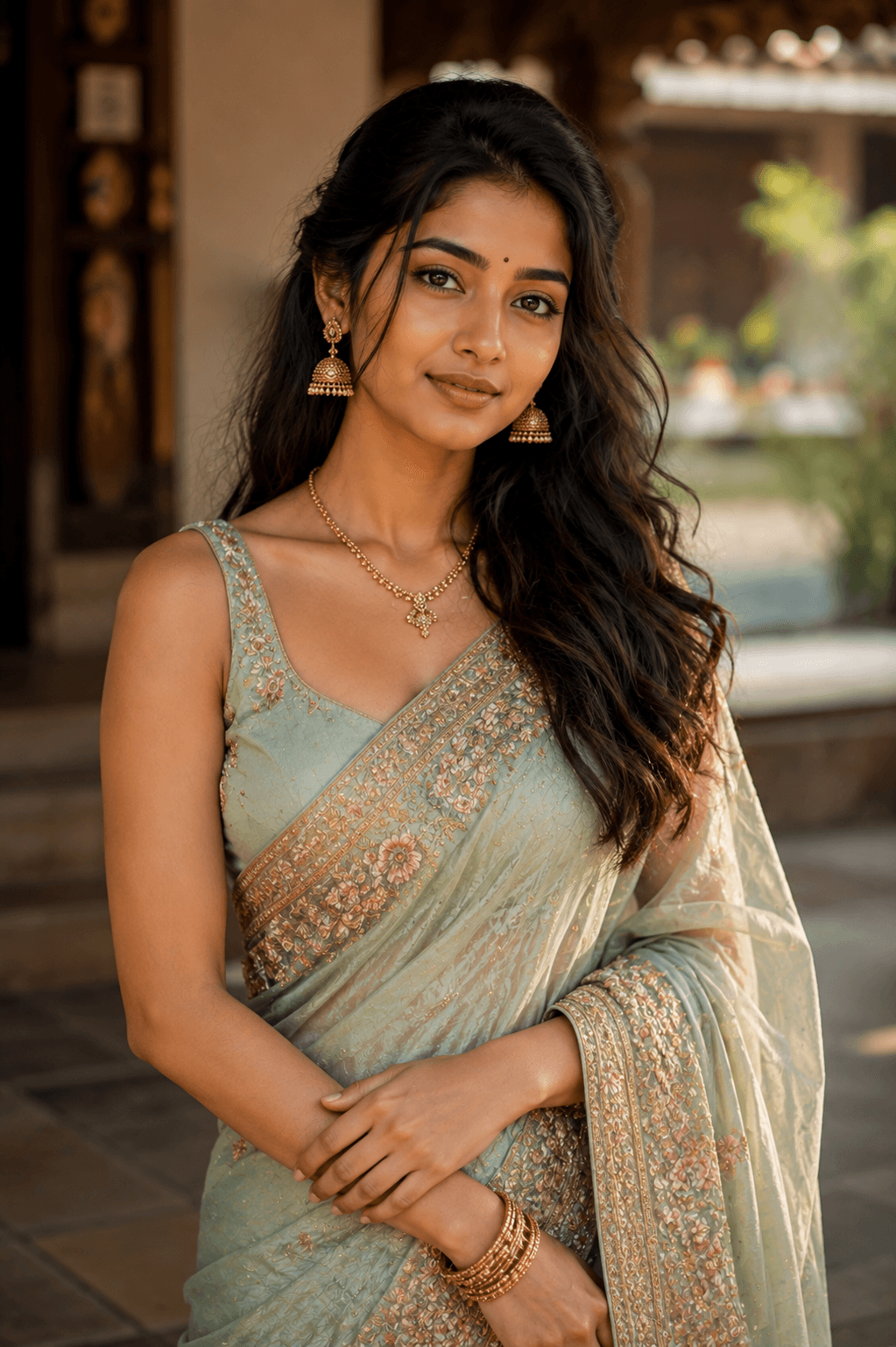 Premium Saree Portrait – Indian Elegance AI photo style example on PhotoReady